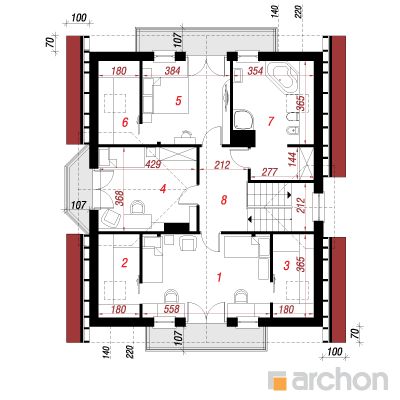  Maja helikooniates (P) 2. korruse plaan